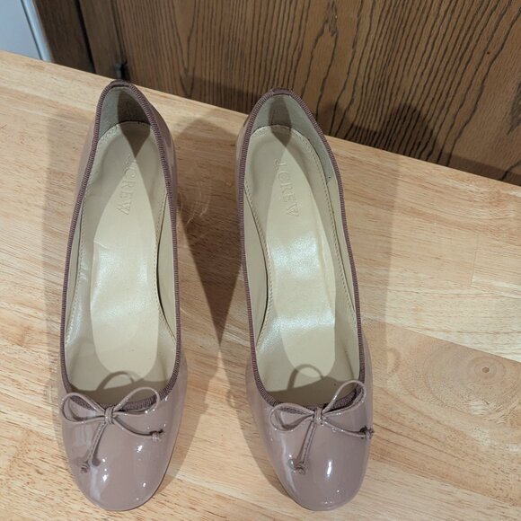 J. Crew Evie Ballet Pump Heel Patent Leather Deep Blush Size 6 - Picture 2 of 6